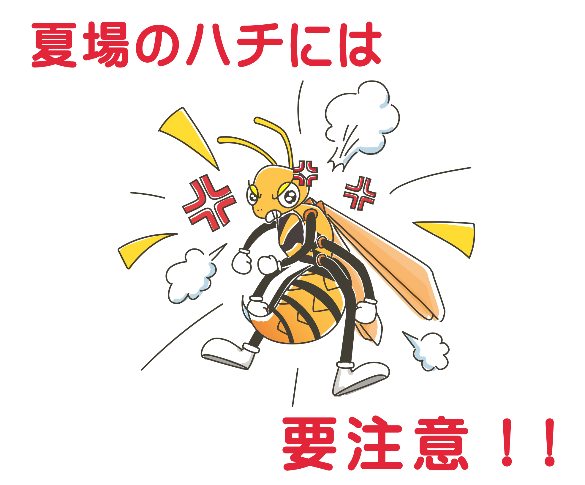 夏場のハチに要注意！！　攻撃性の高い時期は特に気を付けましょう！